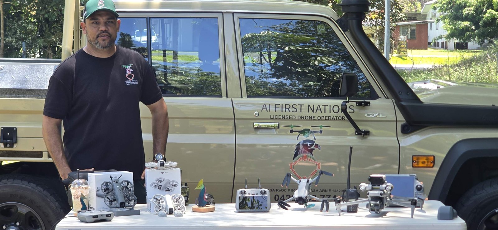 John Fejo with AI FIRST NATIONS vehicle and drone equipment